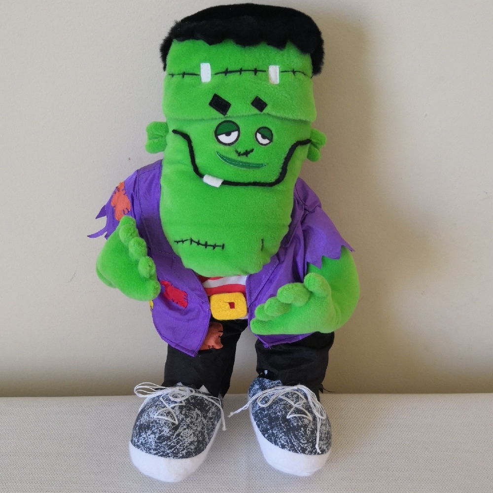 Vintage Halloween Gibson 1997 Green Nylon Frankenstein Stuffed Plush Doll